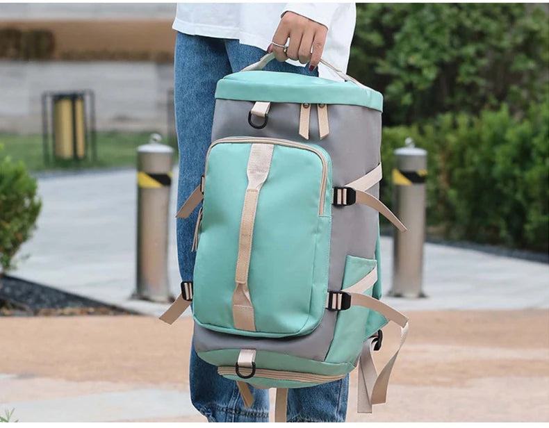 Waterproof nylon gym backpack with shoe pocket and multiple compartments - product image