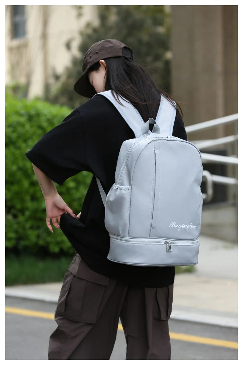 Waterproof nylon gym backpack with shoes pocket and dry wet separation - product image