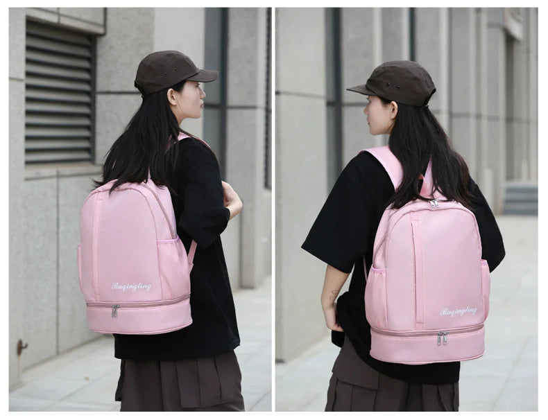 Waterproof nylon gym backpack with shoes pocket and dry wet separation - product image