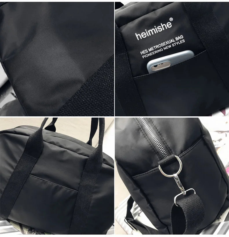 Waterproof nylon gym bag with sturdy handles and detachable shoulder strap - product image