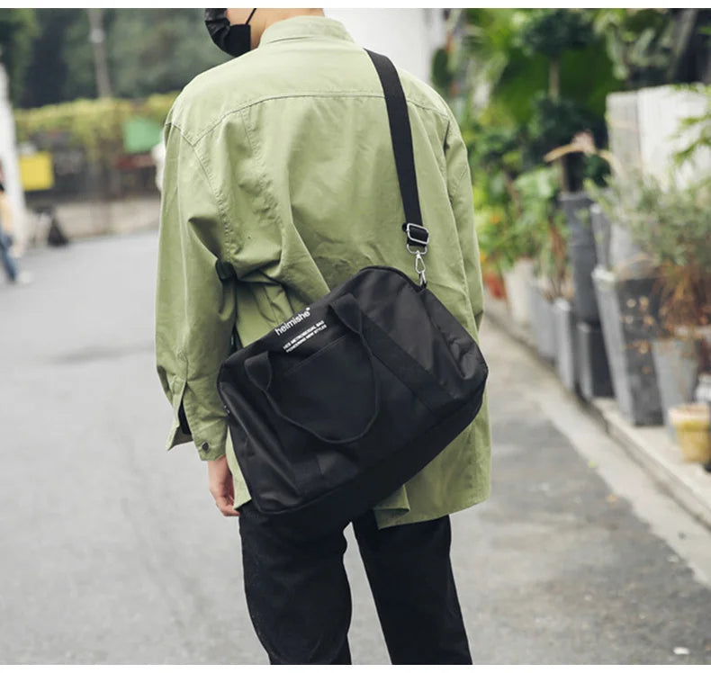 Waterproof nylon gym bag with sturdy handles and detachable shoulder strap - product image