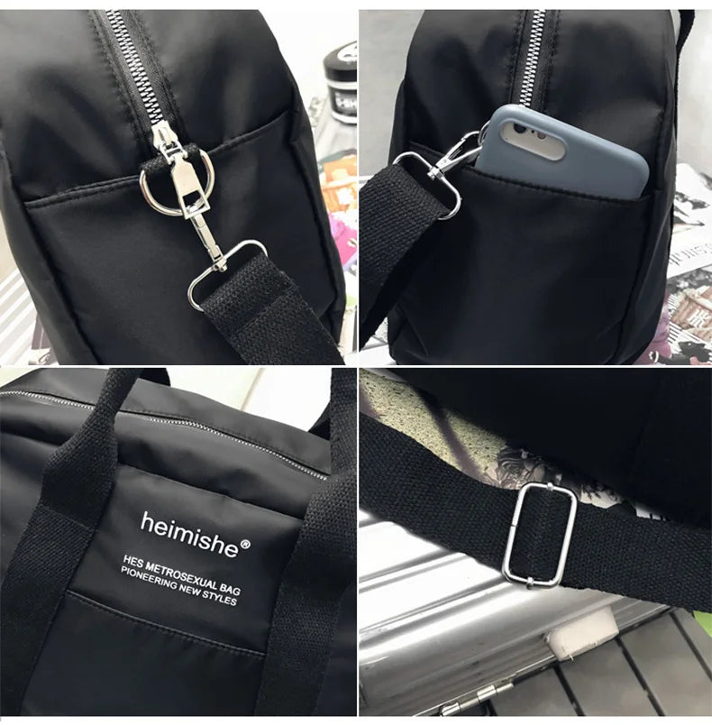 Waterproof nylon gym bag with sturdy handles and detachable shoulder strap - product image
