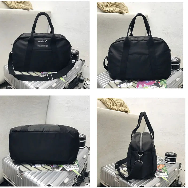 Waterproof nylon gym bag with sturdy handles and detachable shoulder strap - product image