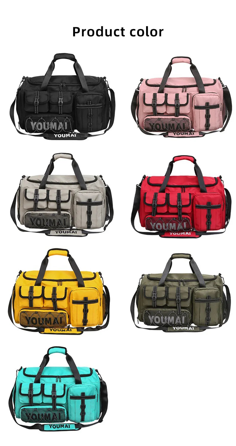Waterproof nylon large capacity sports duffel bag with multiple pockets - product image