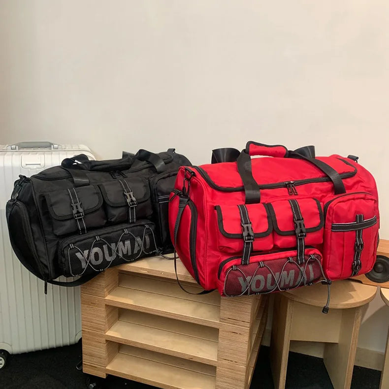 Waterproof nylon large capacity sports duffel bag with multiple pockets - product image