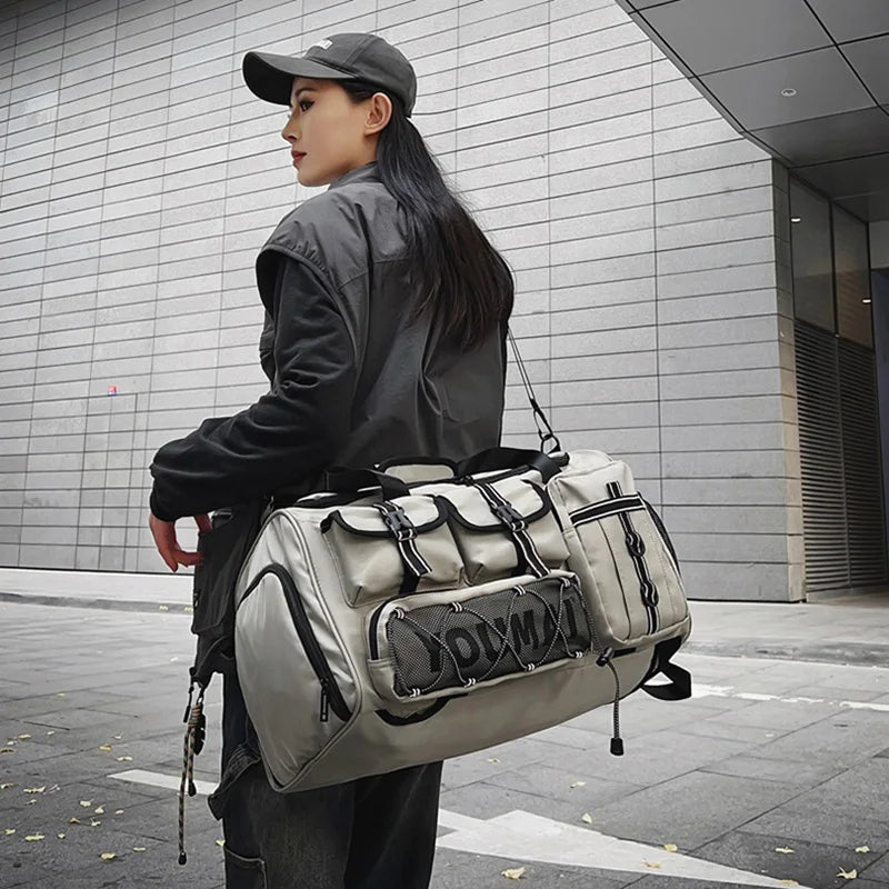 Waterproof nylon large capacity sports duffel bag with multiple pockets - product image