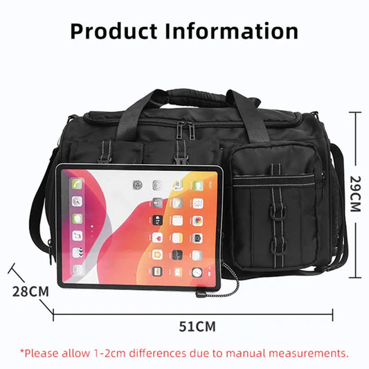 Waterproof nylon large capacity sports duffel bag with multiple pockets - product image