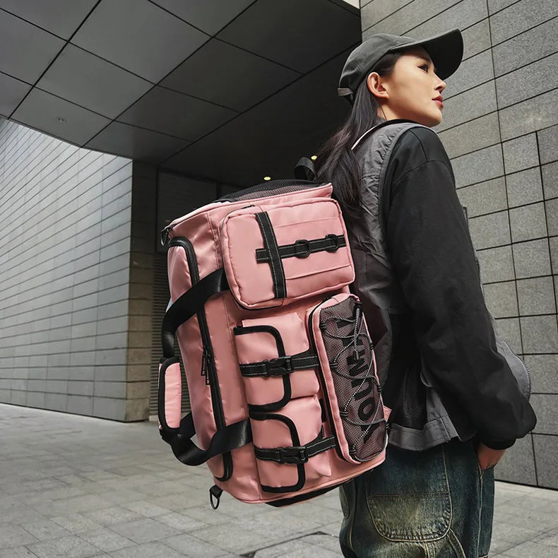 Waterproof nylon large capacity sports duffel bag with multiple pockets - product image
