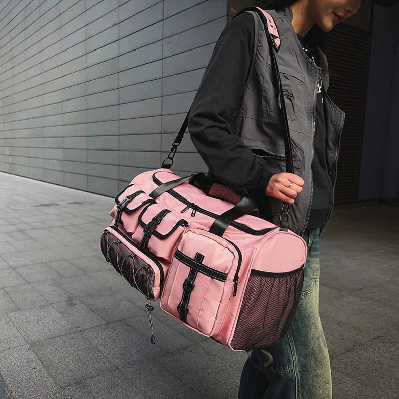 Waterproof nylon large capacity sports duffel bag with multiple pockets - product image