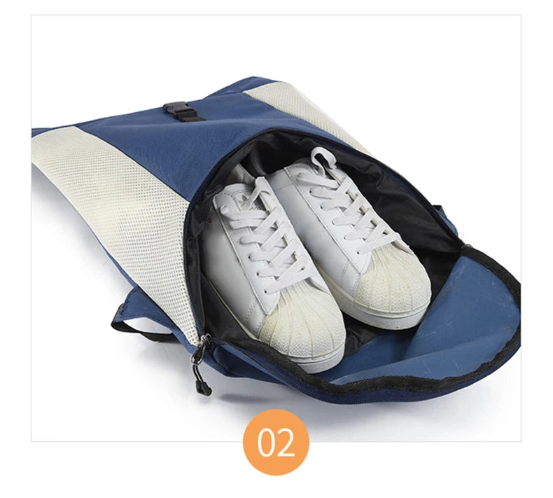 Waterproof nylon lightweight gym fitness backpack with shoes pocket and mesh straps - product image
