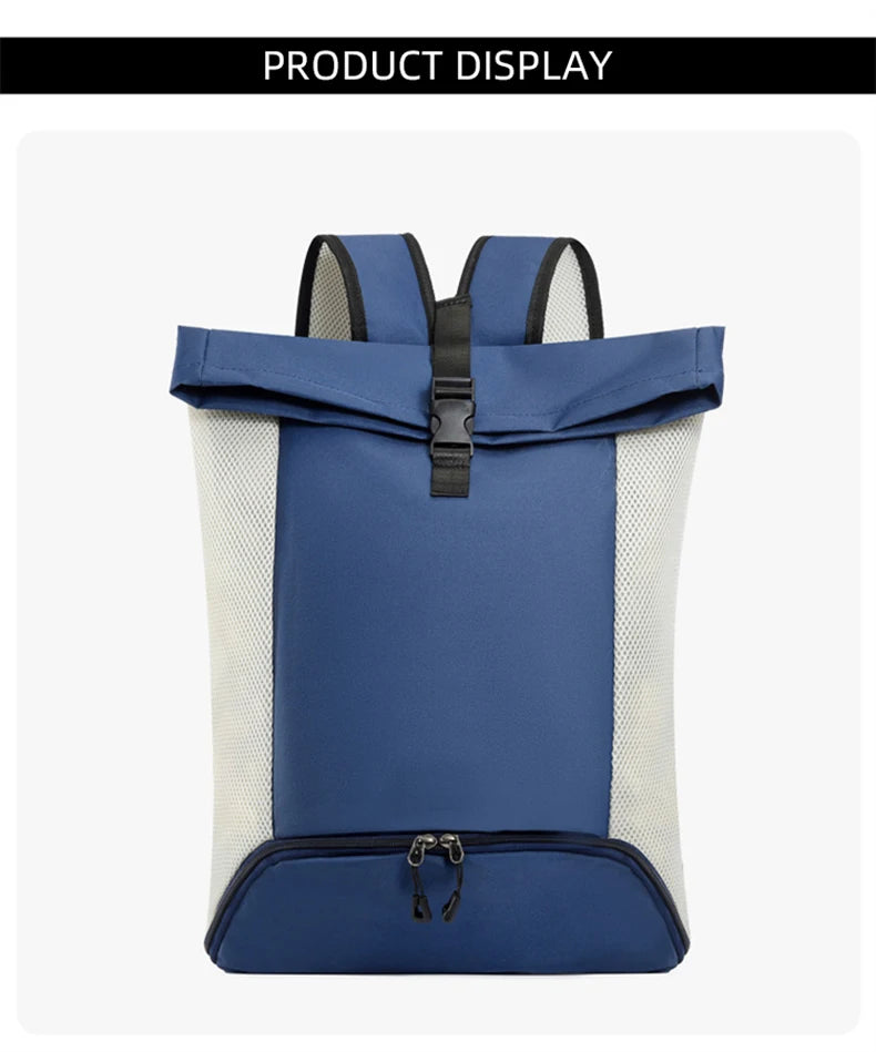Waterproof nylon lightweight gym fitness backpack with shoes pocket and mesh straps - product image
