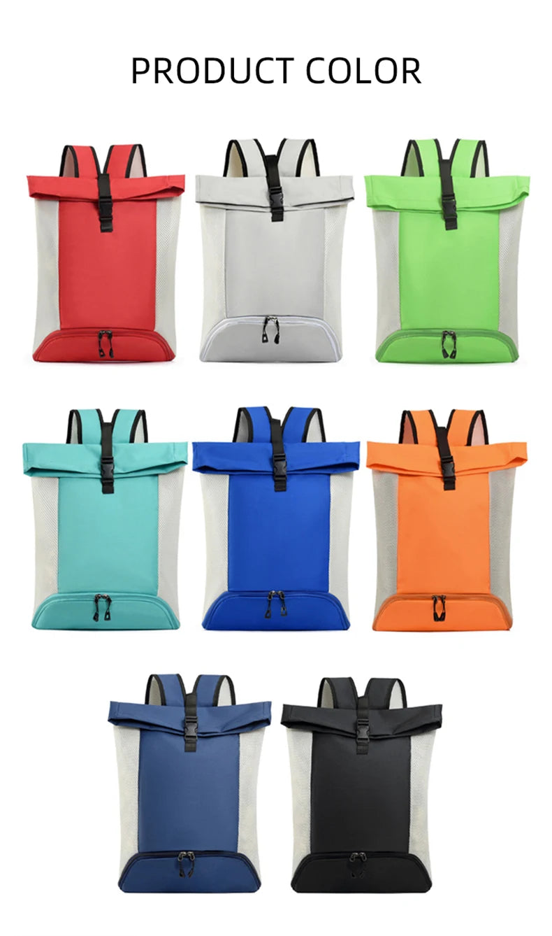 Waterproof nylon lightweight gym fitness backpack with shoes pocket and mesh straps - product image