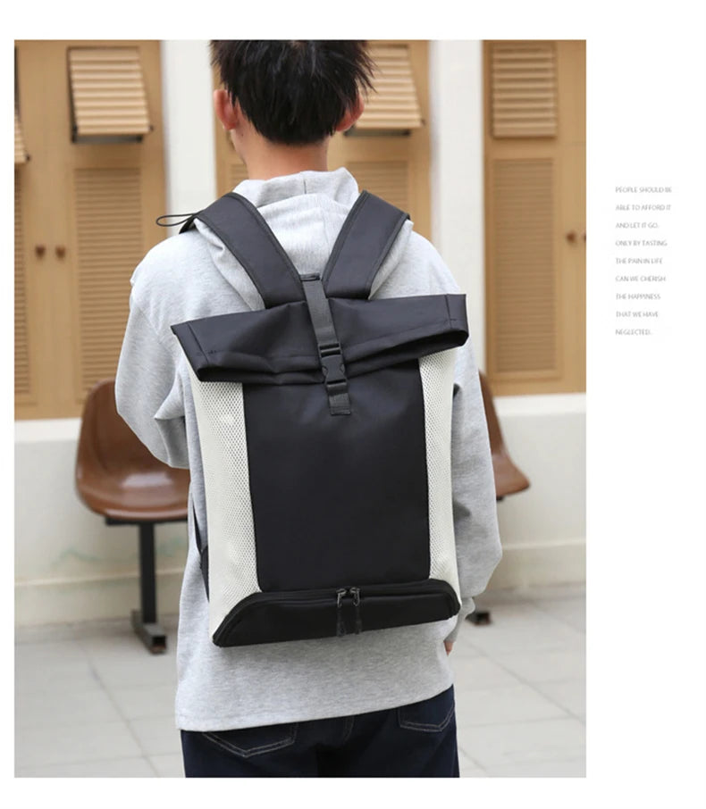 Waterproof nylon lightweight gym fitness backpack with shoes pocket and mesh straps - product image