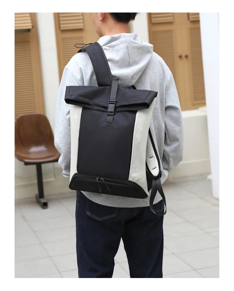 Waterproof nylon lightweight gym fitness backpack with shoes pocket and mesh straps - product image