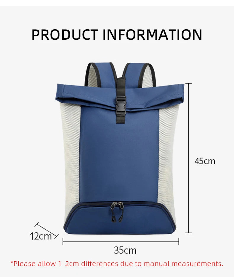 Waterproof nylon lightweight gym fitness backpack with shoes pocket and mesh straps - product image