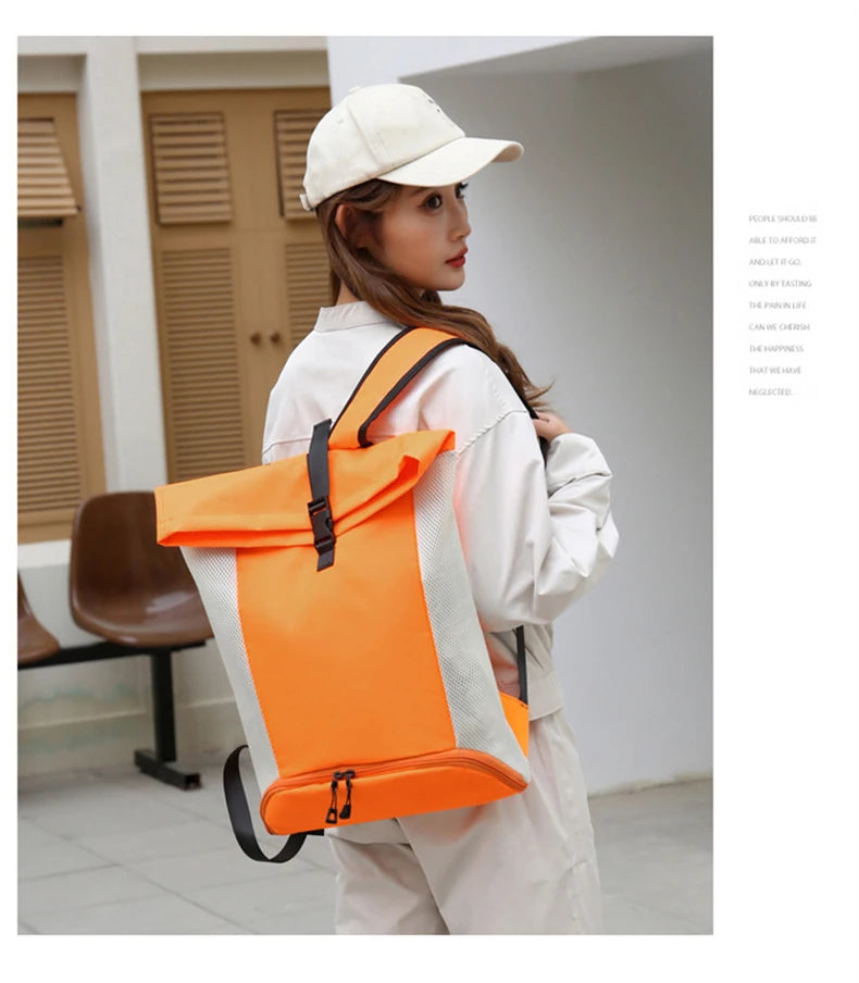 Waterproof nylon lightweight gym fitness backpack with shoes pocket and mesh straps - product image