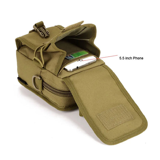 Waterproof nylon molle tactical waist pouch with shoulder strap - product image