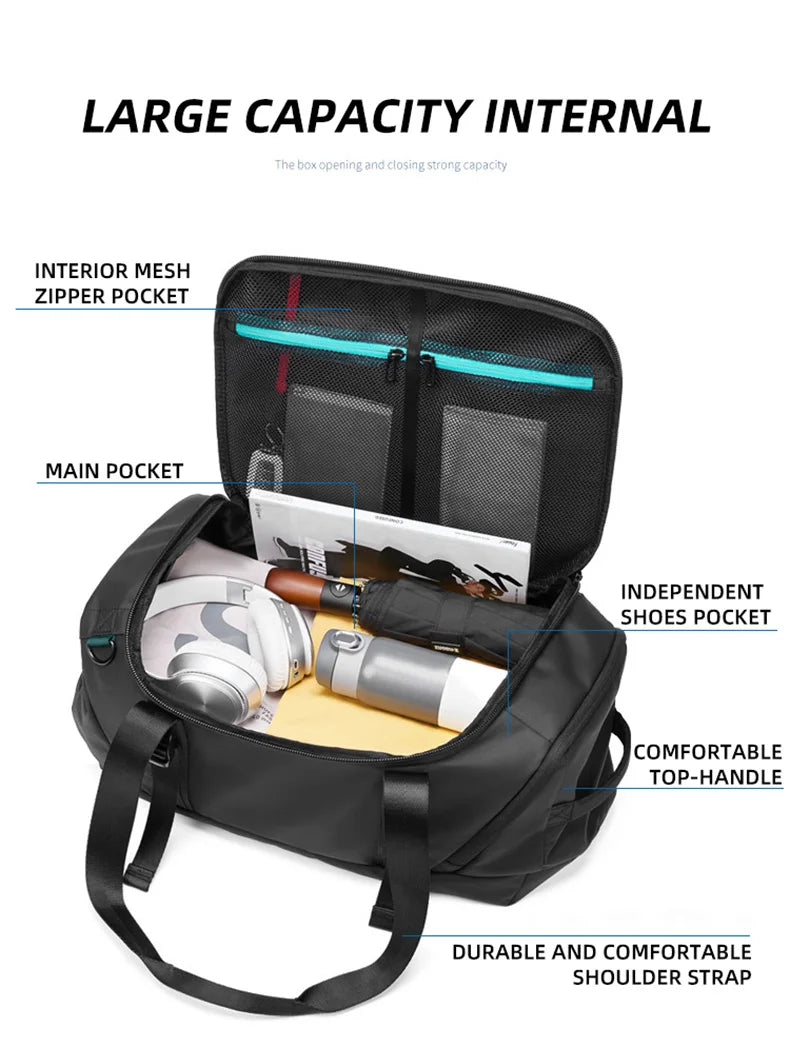 Waterproof nylon oxford multifunctional gym fitness backpack with shoes compartment - product image