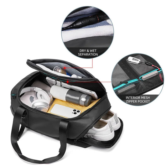 Waterproof nylon oxford multifunctional gym fitness backpack with shoes compartment - product image