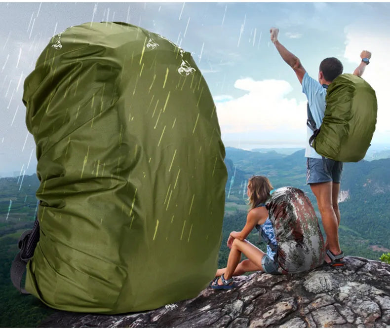 Waterproof nylon rain cover for backpacks adjustable elastic 30l-120l - product image