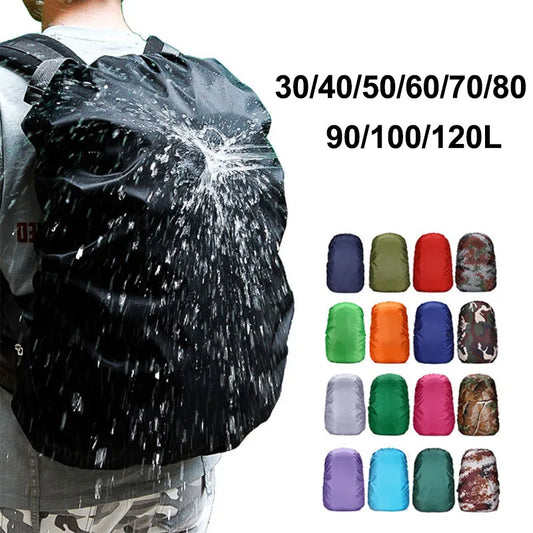 Waterproof nylon rain cover for backpacks adjustable elastic 30l-120l - product image
