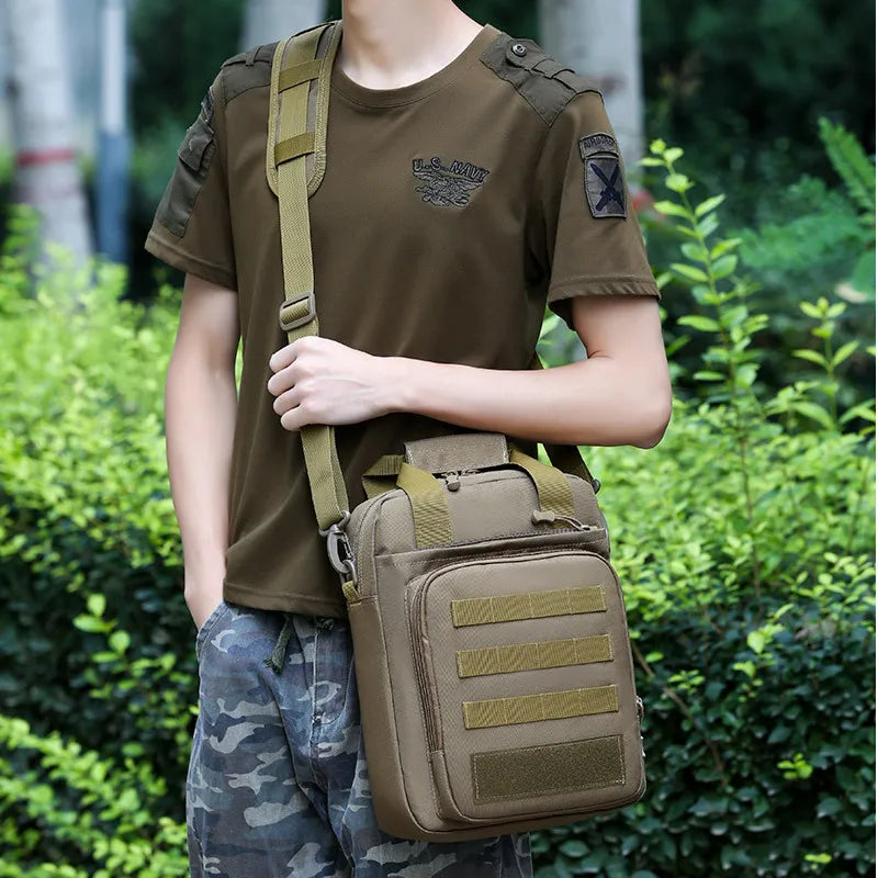 Waterproof nylon tactical sling shoulder bag with molle system - product image