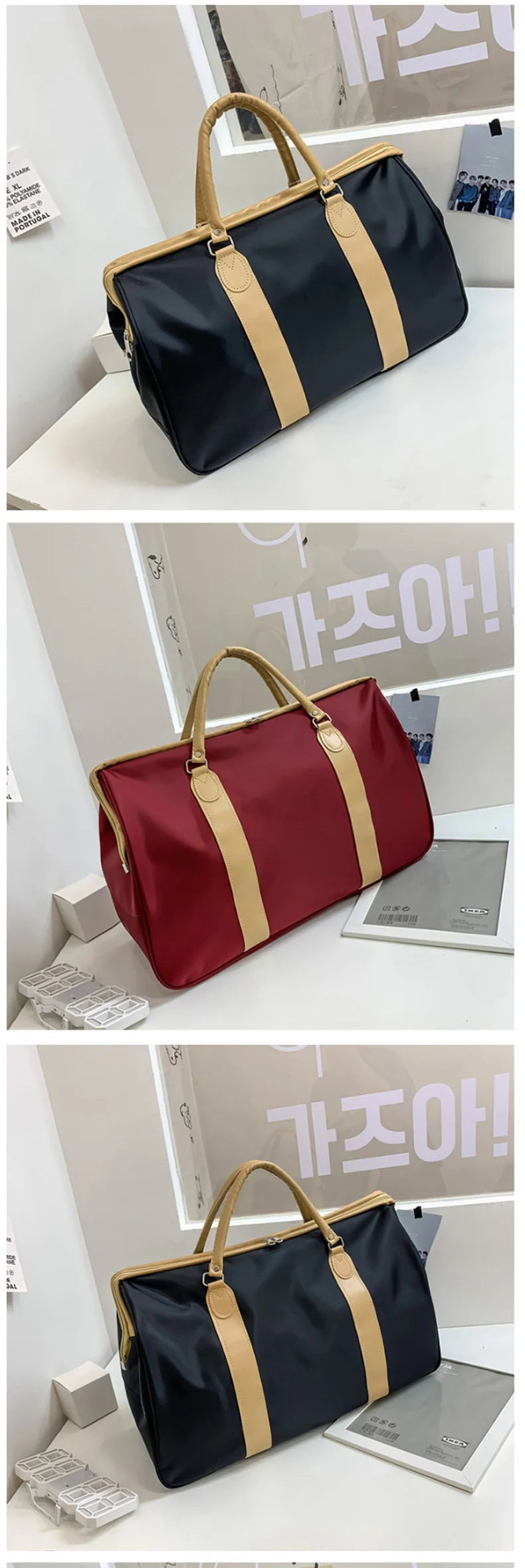 Waterproof nylon travel gym shoulder bag with multiple compartments - product image