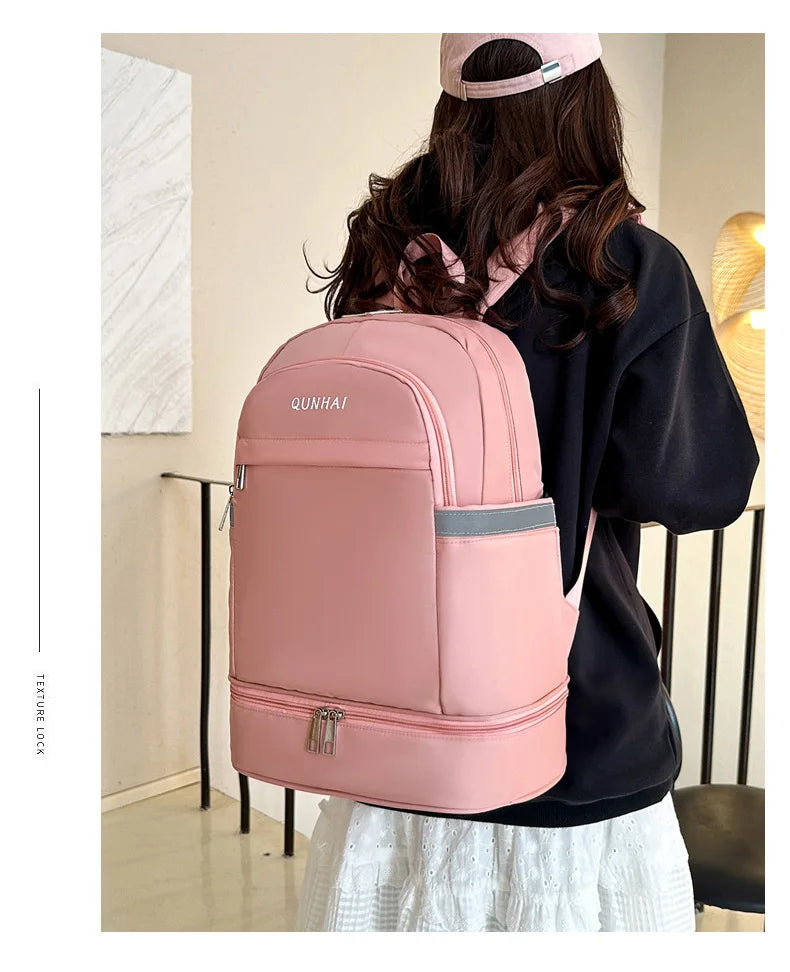 Waterproof oxford nylon gym backpack with shoes pocket and dry wet separation - product image