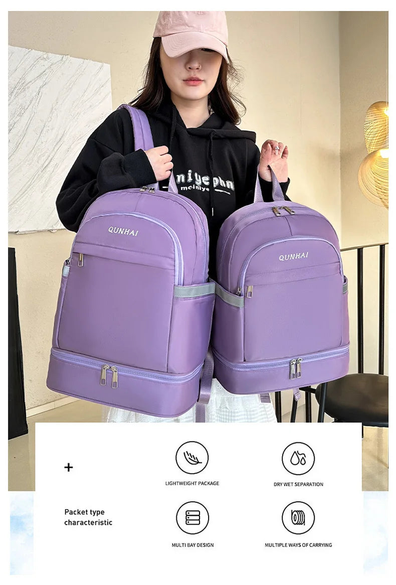 Waterproof oxford nylon gym backpack with shoes pocket and dry wet separation - product image