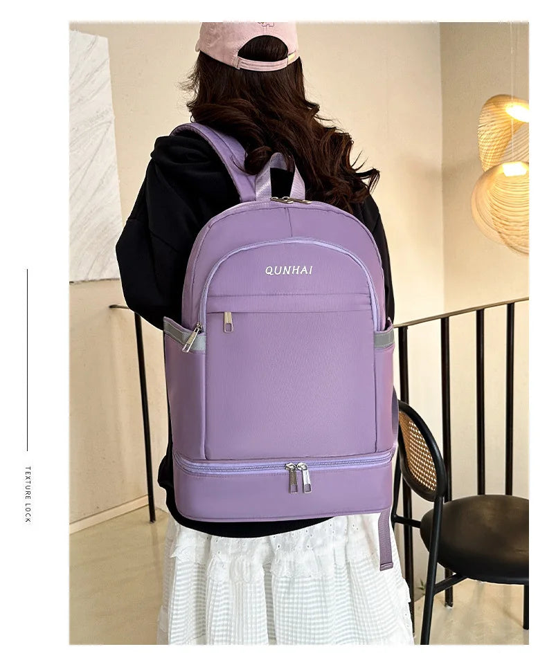 Waterproof oxford nylon gym backpack with shoes pocket and dry wet separation - product image