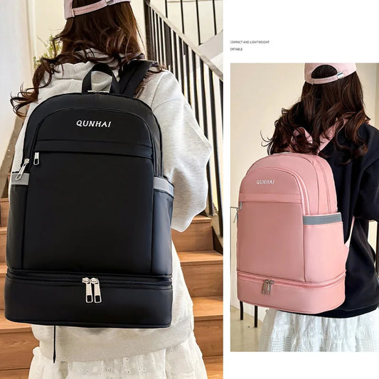 Waterproof oxford nylon gym backpack with shoes pocket and dry wet separation - product image