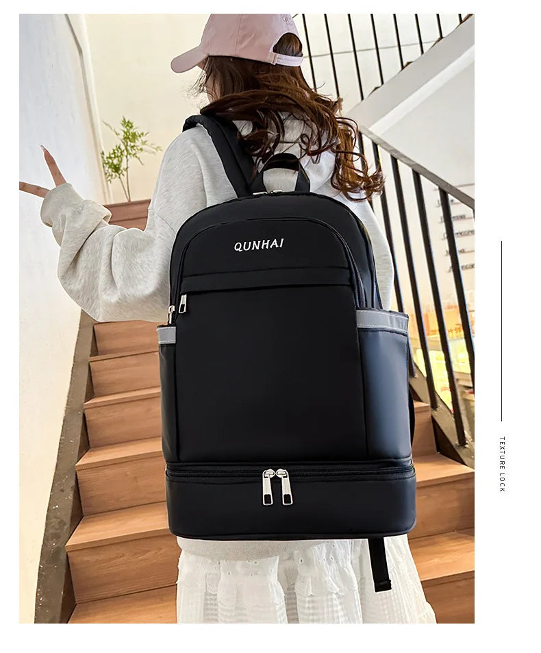 Waterproof oxford nylon gym backpack with shoes pocket and dry wet separation - product image