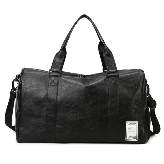 Waterproof pu leather gym fitness training bag with shoe storage pocket - product image
