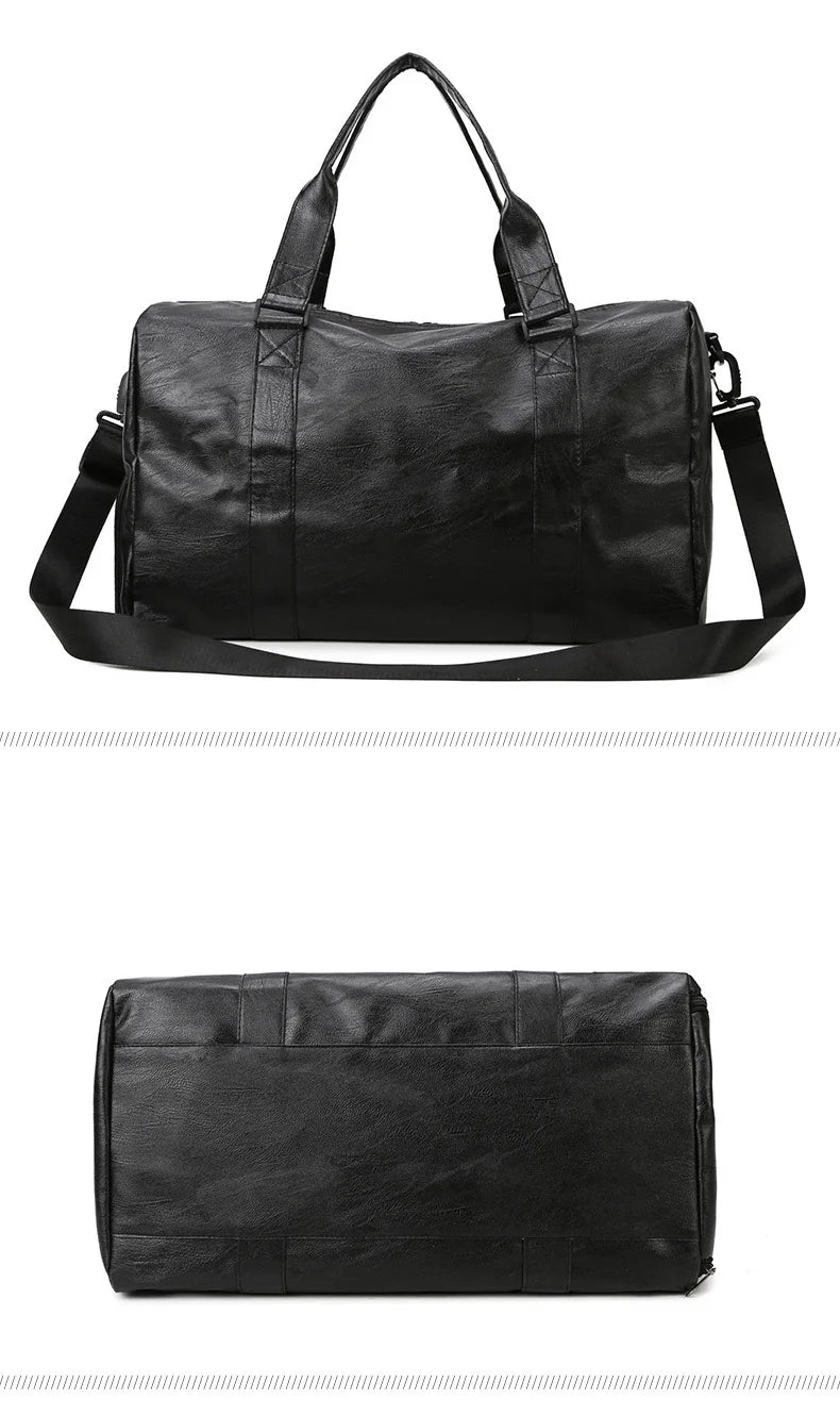 Waterproof pu leather gym fitness training bag with shoe storage pocket - product image