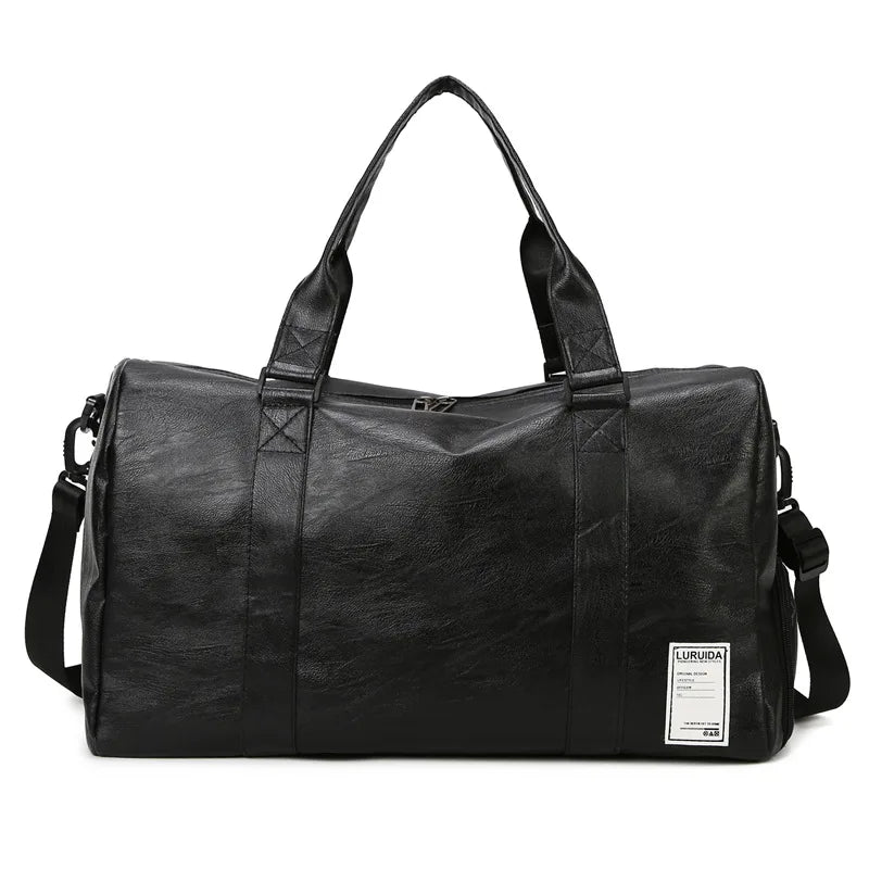 Waterproof pu leather gym fitness training bag with shoe storage pocket - product image