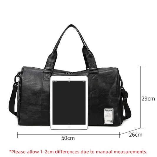 Waterproof pu leather gym fitness training bag with shoe storage pocket - product image