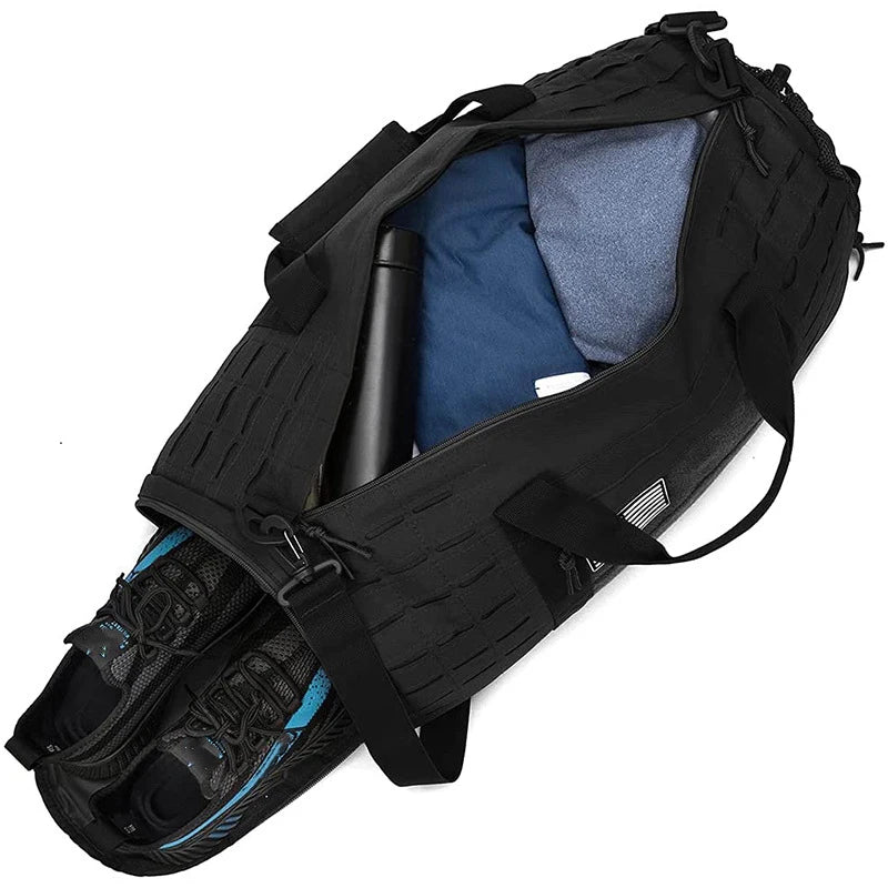 Waterproof tactical gym duffel bag with molle system and shoe compartment - product image