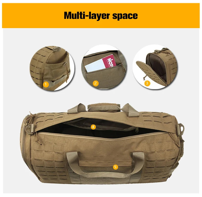 Waterproof tactical gym duffel bag with molle system and shoe compartment - product image
