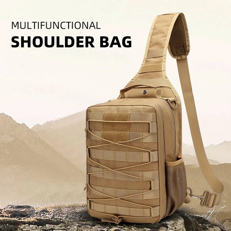 Waterproof tactical sling shoulder bag with molle system for camping hiking - product image