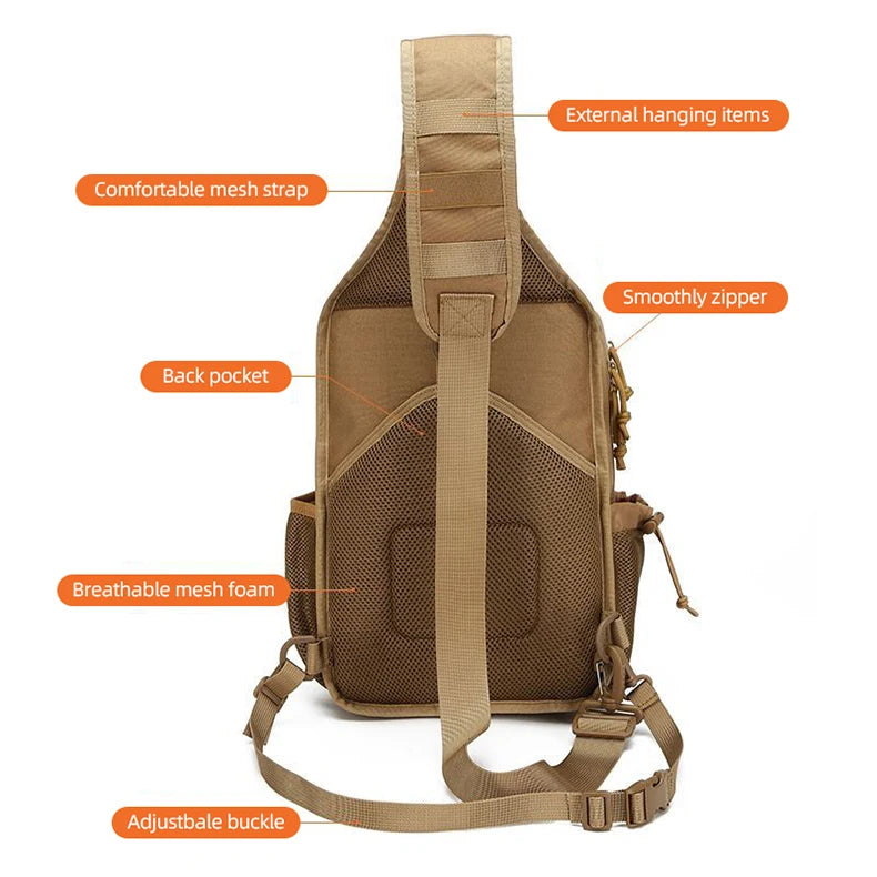 Waterproof tactical sling shoulder bag with molle system for camping hiking - product image
