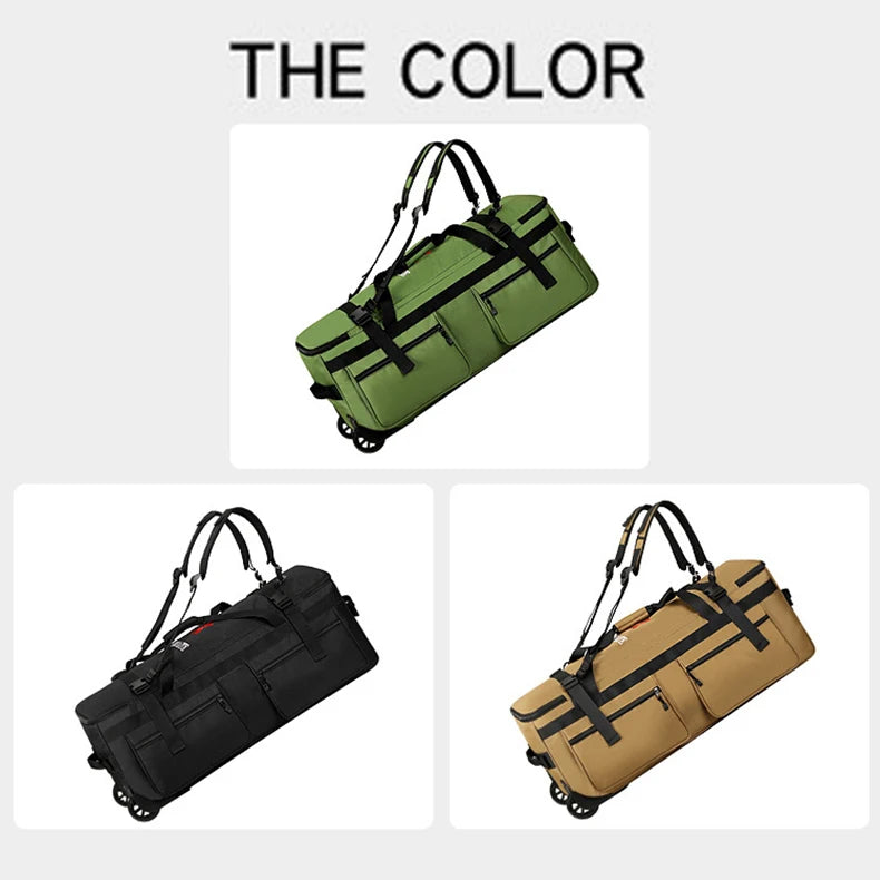 Wheeled nylon duffel bag large capacity rolling multipurpose travel backpack - product image