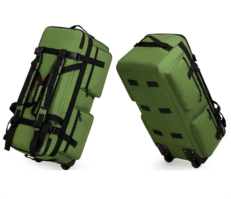 Wheeled nylon duffel bag large capacity rolling multipurpose travel backpack - product image