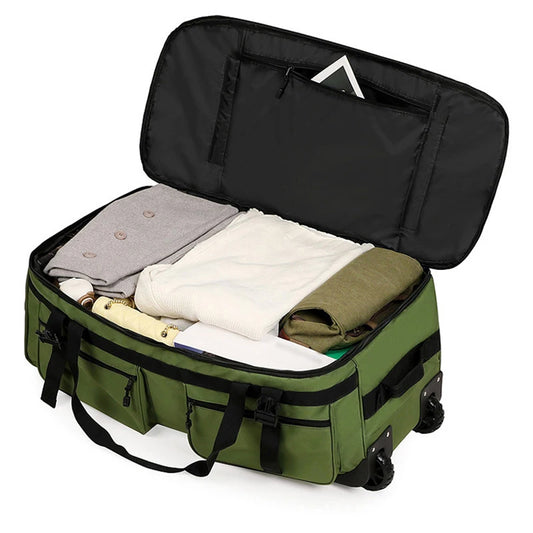 Wheeled nylon duffel bag large capacity rolling multipurpose travel backpack - product image