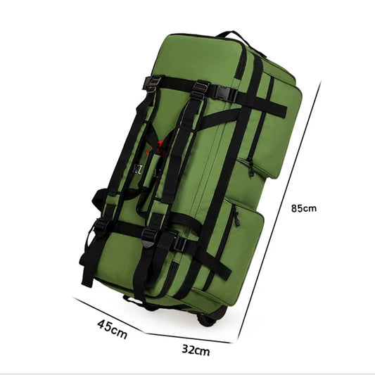 Wheeled nylon duffel bag large capacity rolling multipurpose travel backpack - product image