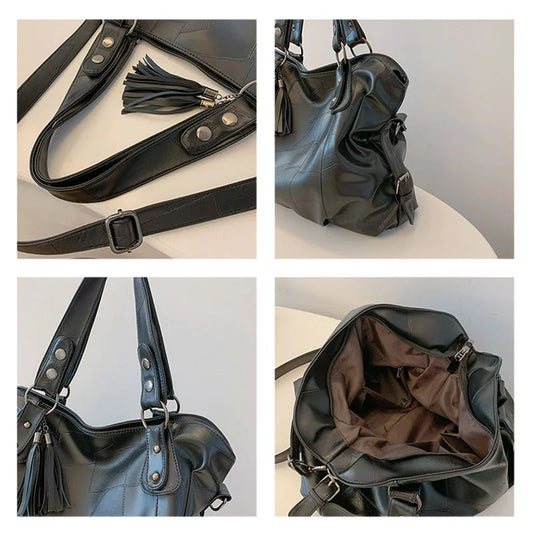 Women tote bag large capacity pu shoulder crossbody handbag outdoor travel gym - product image