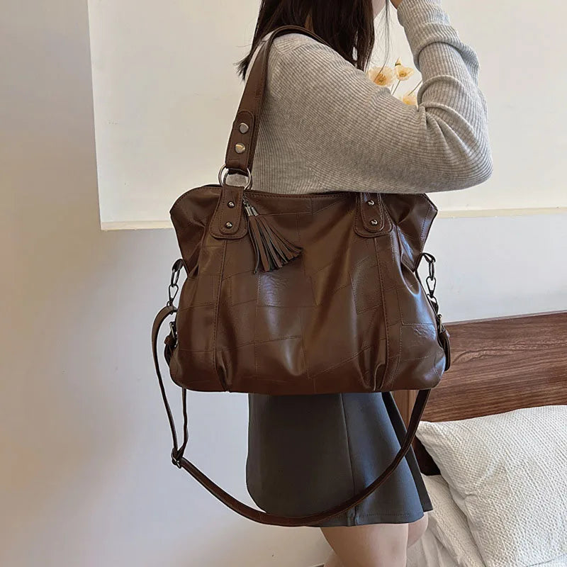 Women tote bag large capacity pu shoulder crossbody handbag outdoor travel gym - product image