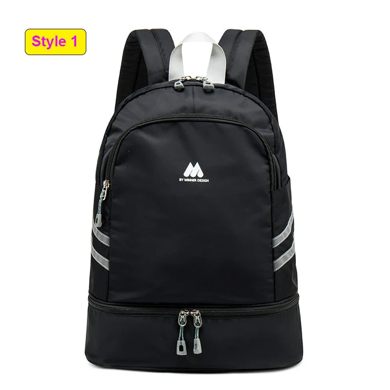 Women’s gym backpack with shoes pocket dry wet separation drawstring nylon - product image