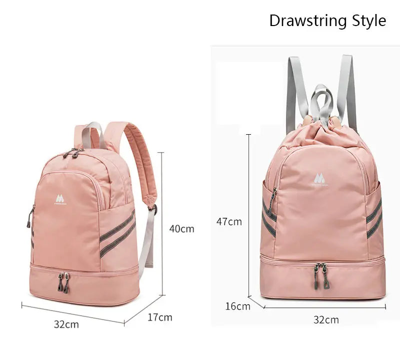 Women’s gym backpack with shoes pocket dry wet separation drawstring nylon - product image