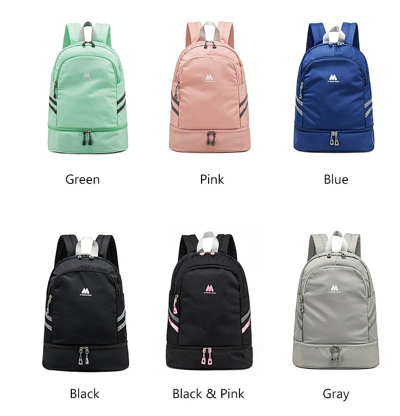 Women’s gym backpack with shoes pocket dry wet separation drawstring nylon - product image