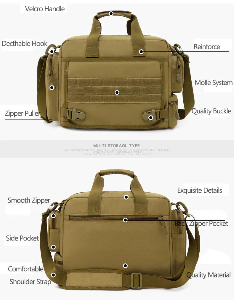 14 inch waterproof nylon tactical molle camping hiking shoulder bag - product image